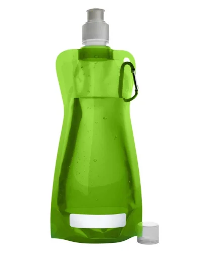Borraccia pieghevole 420 ml BPA Free con moschettone impermeabile Verde Chiaro