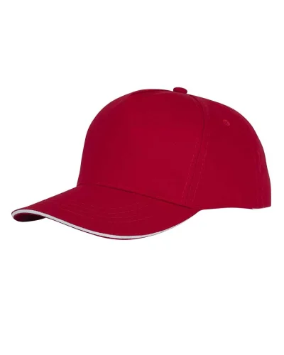 Cappellino 5 pannelli cotone 175g con visiera sandwich - Rosso