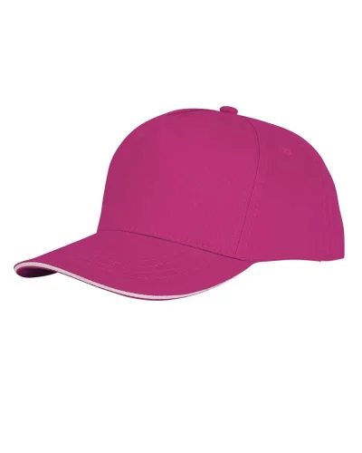 Cappellino 5 pannelli cotone 175g con visiera sandwich - Rosa