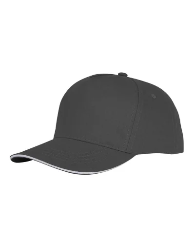 Cappellino 5 pannelli cotone 175g con visiera sandwich - Storm Grey