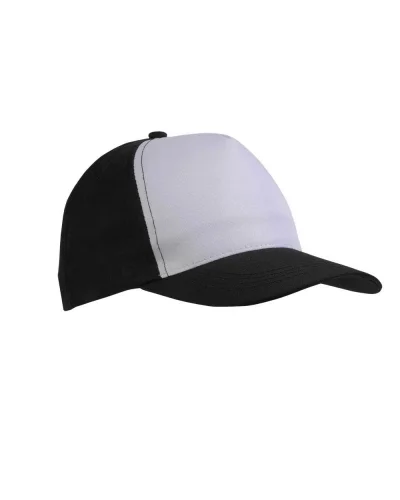 Cappellino poliestere 5 pannelli con velcro, stampa sublimazione Nero