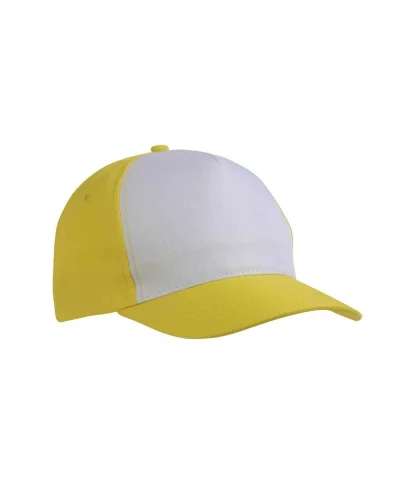 Cappellino poliestere 5 pannelli con velcro, stampa sublimazione Giallo