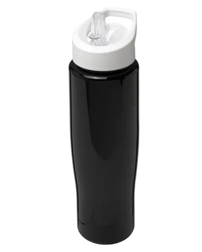 Borraccia sportiva 700 ml R-PET, senza BPA Nero / solido bianco