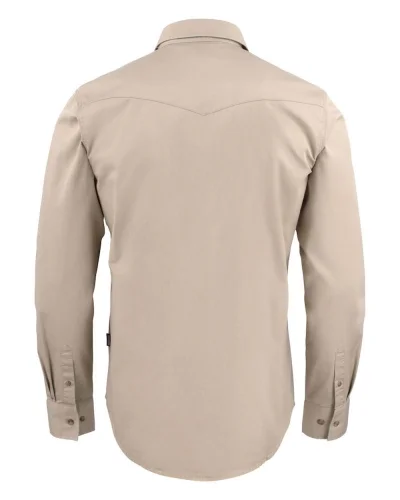 Camicia Treemore in cotone twill, stile western, azzurra, 130g/m2