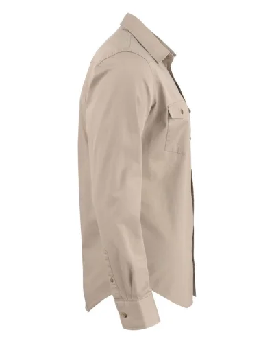 Camicia Treemore in cotone twill, stile western, azzurra, 130g/m2