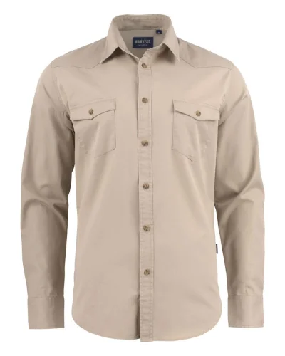Camicia Treemore in cotone twill, stile western, azzurra, 130g/m2