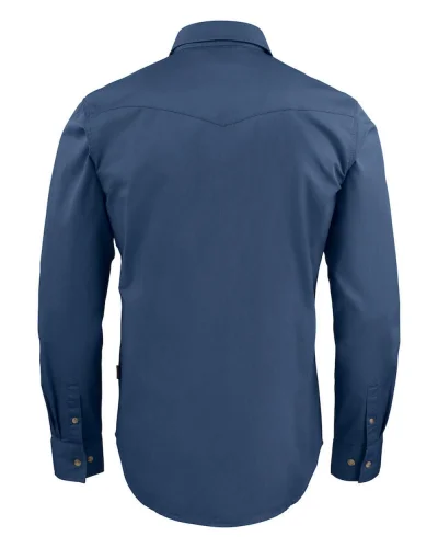 Camicia Treemore in cotone twill, stile western, azzurra, 130g/m2