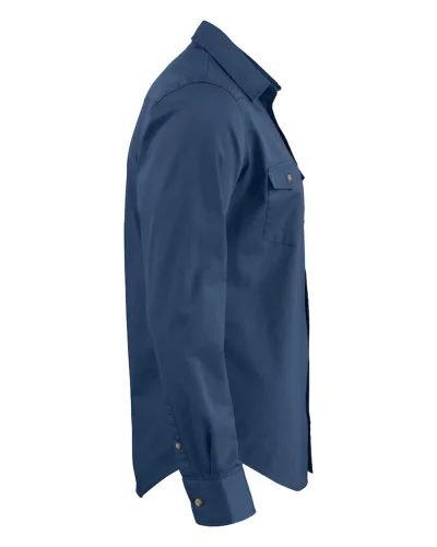 Camicia Treemore in cotone twill, stile western, azzurra, 130g/m2