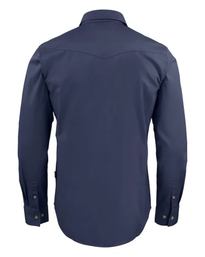 Camicia Treemore in cotone twill, stile western, azzurra, 130g/m2
