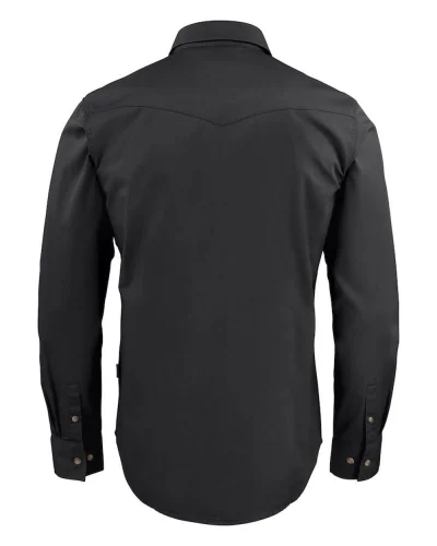 Camicia Treemore in cotone twill, stile western, azzurra, 130g/m2