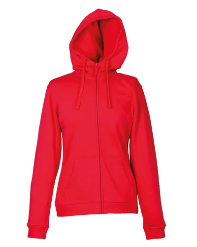 Felpa Oklahoma Lady con zip e cappuccio, 80% cotone, Regular Fit Red