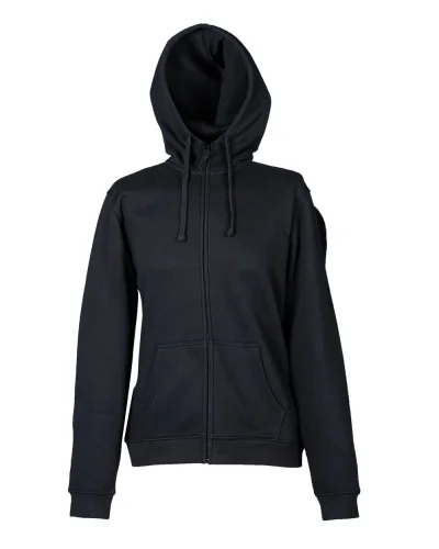 Felpa Oklahoma Lady con zip e cappuccio, 80% cotone, Regular Fit Black