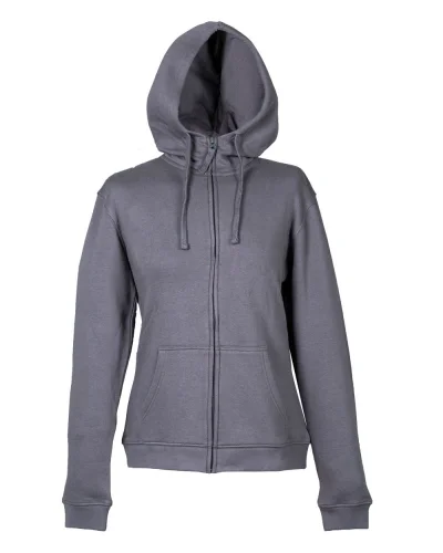 Felpa Oklahoma Lady con zip e cappuccio, 80% cotone, Regular Fit Dark grey