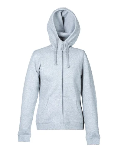 Felpa Oklahoma Lady con zip e cappuccio, 80% cotone, Regular Fit Melange