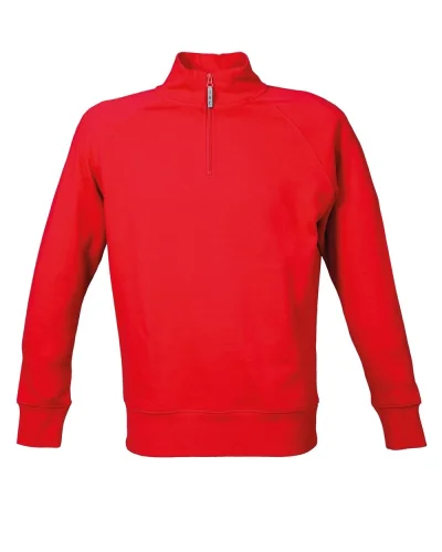 Felpa Kioto Man Fristads: 80% cotone, zip corta, maniche raglan Red