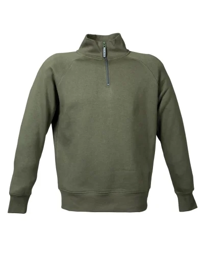 Felpa Kioto Man Fristads: 80% cotone, zip corta, maniche raglan Army Green