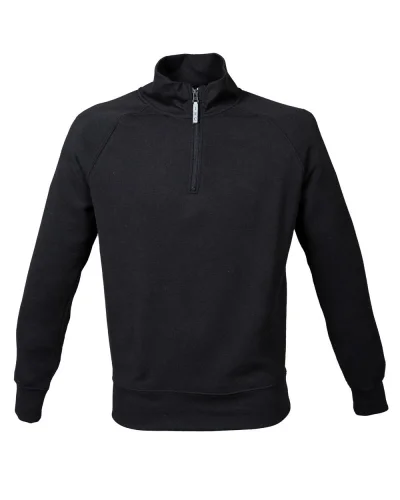 Felpa Kioto Man Fristads: 80% cotone, zip corta, maniche raglan Black
