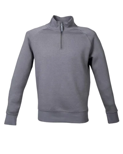 Felpa Kioto Man Fristads: 80% cotone, zip corta, maniche raglan Grey