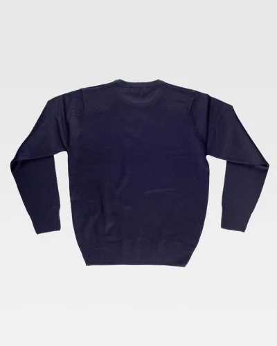 Maglia girocollo donna  acrilica, elastico vita/polsi nera