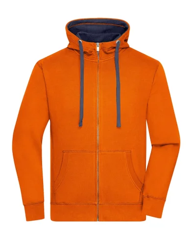 Felpa Uomo Zip Cappuccio 80% Cotone  Regular 280g dark-orange/navy