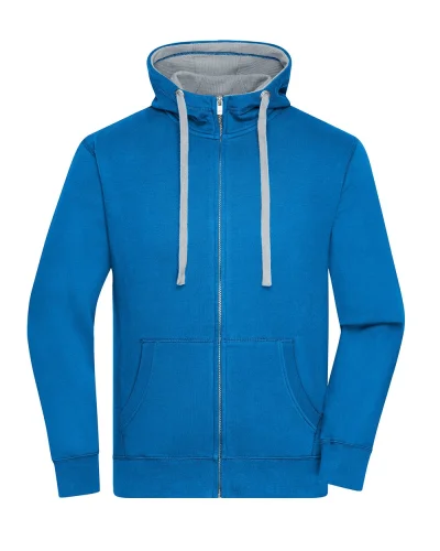 Felpa Uomo Zip Cappuccio 80% Cotone  Regular 280g cobalt/grey-heather
