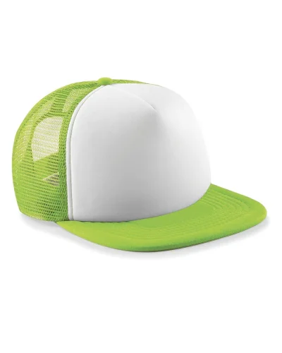 Cappellino Snapback Vintage in Cotone 5 Pannelli Nero Lime green/white