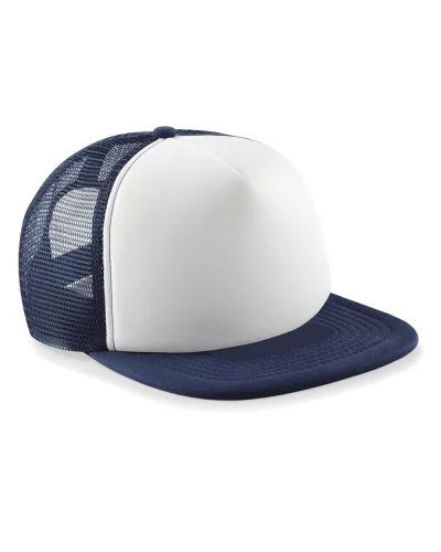 Cappellino Snapback Vintage in Cotone 5 Pannelli Nero French navy/White