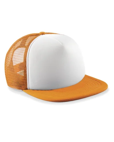 Cappellino Snapback Vintage in Cotone 5 Pannelli Nero Orange/white