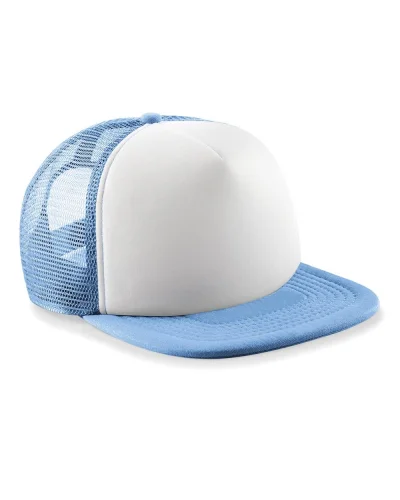 Cappellino Snapback Vintage in Cotone 5 Pannelli Nero Sky Blue/White