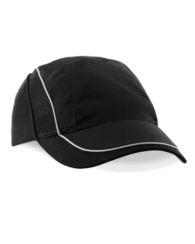 Cappellino Mesh Coolmax , leggero 50g, rifrangente, nero Black