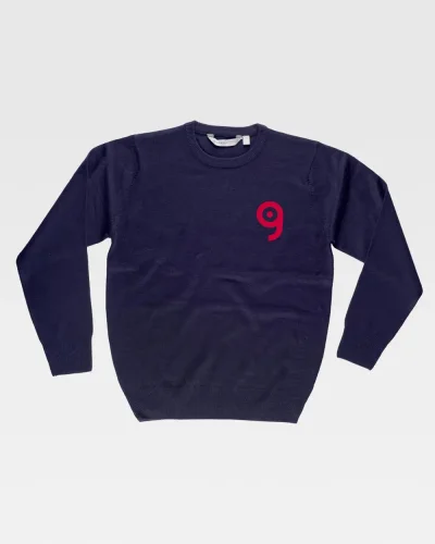 Maglia girocollo donna  acrilica, elastico vita/polsi nera