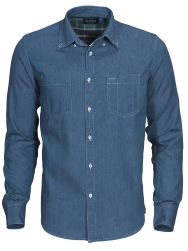 Camicia Jupiter denim a manica lunga, cotone 100%, button down