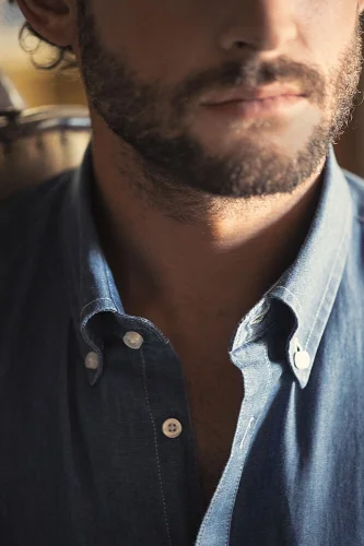 Camicia Jupiter denim a manica lunga, cotone 100%, button down