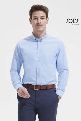 Camicia Boston Oxford uomo slim fit, manica lunga