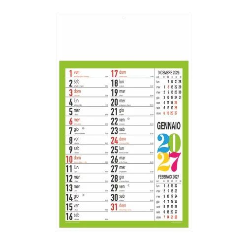 Calendario Svedese trimestrale 3 colori 29x47cm carta patinata
