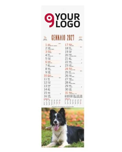 Calendario olandese Silhouette Cani&Gatti 14x47 cm, 12 mesi