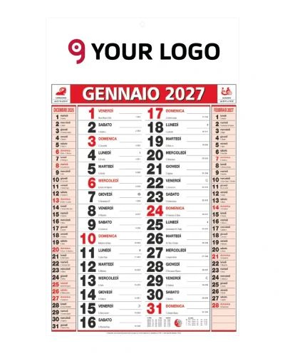 Calendario olandese medio 29x47cm BLU VERDE ROSSO