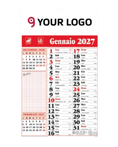 Calendario Olandese Notes trimestrale rosso blu verde 29x47 cm