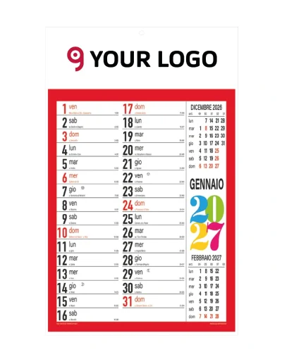 Calendario Svedese trimestrale 3 colori 29x47cm carta patinata