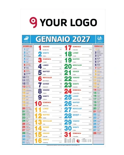 Calendario Olandese Multicolor 12 mesi, carta usomano 29x47 cm