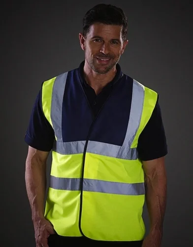 Gilet Alta Visibilità Fluo Valento, Riflettente EN ISO 20471 Hi-Vis-Yellow / Navy