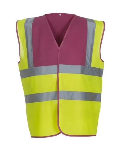 Gilet Alta Visibilità Fluo Valento, Riflettente EN ISO 20471 Hi-Vis-Yellow / Raspberry