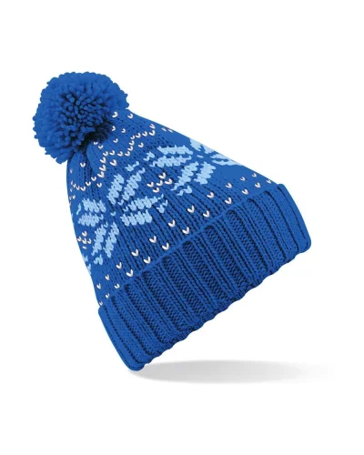 Beechfield Berretto Fair Isle Snowstar, Acrilico, Stile Classico Sapphire Blue/Navy