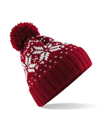 Beechfield Berretto Fair Isle Snowstar, Acrilico, Stile Classico Classic Red/White