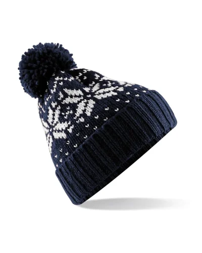 Beechfield Berretto Fair Isle Snowstar, Acrilico, Stile Classico French navy/White