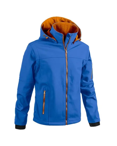 Giubbino softshell FLOYD uomo, impermeabile, cappuccio staccabile Bluette