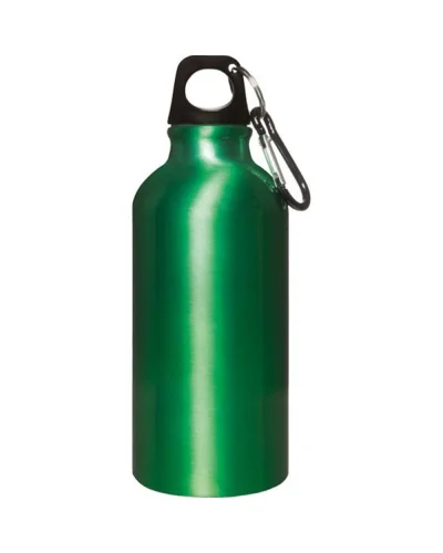 Borraccia Alluminio 400 ml con Moschettone Leggera Verde