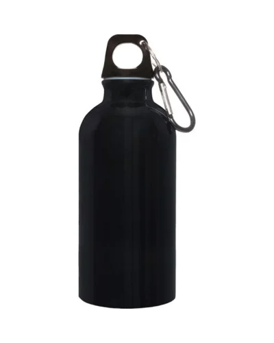 Borraccia Alluminio 400 ml con Moschettone Leggera Nero