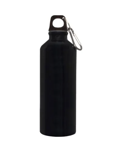 Borraccia Alluminio 500ml con Moschettone - Leggera e Pratica Nero