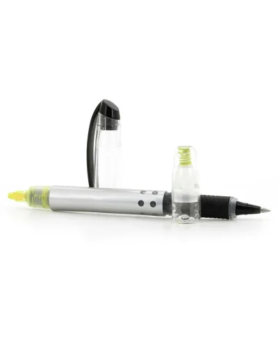 Evidenziatore e Roller Argento 2 in 1 Nero/Giallo - Polipropilene